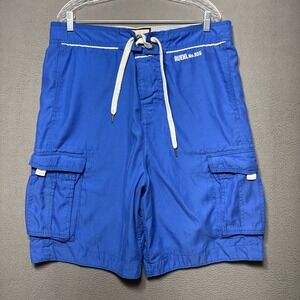 Ruehl No 925‎ Swim Shorts Mens Sz XL Blue Lined Drawstring Outdoor Cargo Pockets